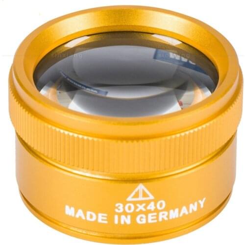 30 Times K9 Optical Glass-to-Metal Gold Cylindrical HD Diamond Jewellery Antique Authentication Amplification Mirror 30x40