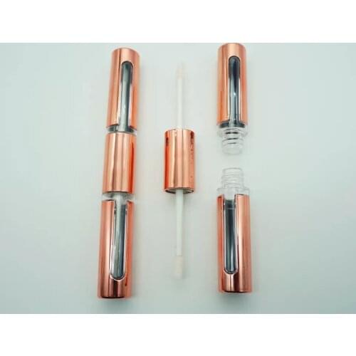 5ml*2 rose gold dual ended empty custom round lip gloss tube container 2 in 1 lip gloss bottle 50pcs