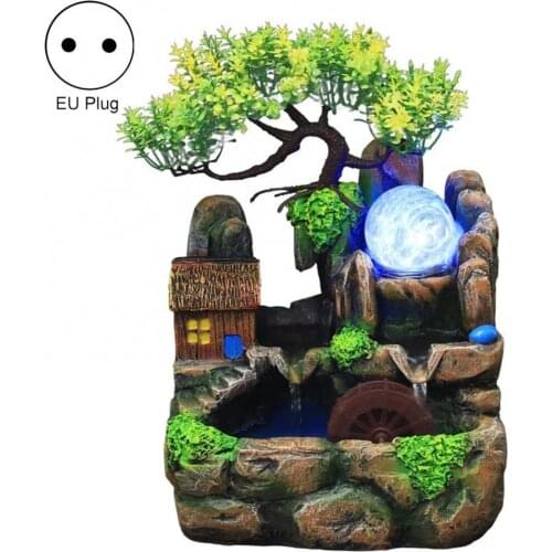 50% Hot Sale LED Lights Resin Rockery Flowing Water Fountain Office Desktop Ornaments Decor
