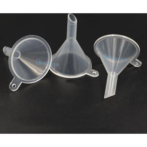 50 pcs / lot Plastic Funnel 40mm Set Auto Perfume liquid dispensing Kitchen Oil tool Clear