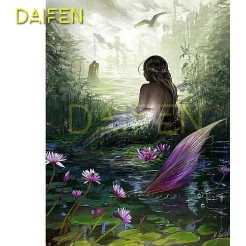 Full Round Diamond embroidery Mermaid lotus leaf Full Square Diamond mosaic Mermaid lotus leaf DIY Diamond painting Cross stitch