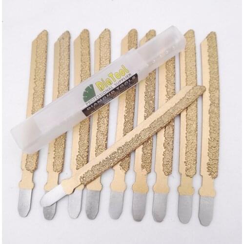 DIATOOL 10PK 4"/100mm Vacuum Brazed Diamond Jig Saw Blades for stone, concrete, masonry, tile, professional quality