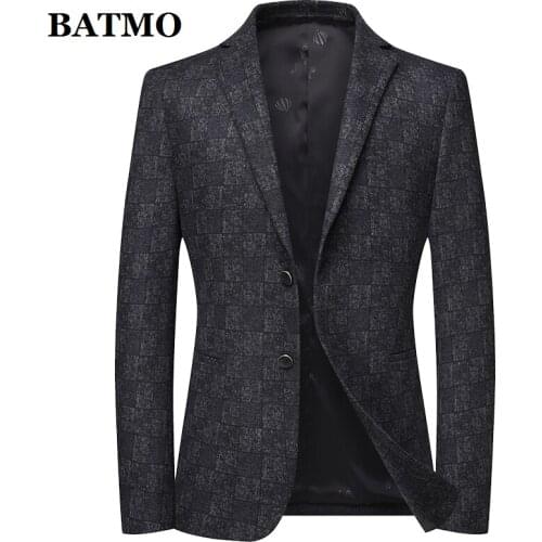 BATMO 2021 new arrival plaid casual men blazer ,mens suit jacket blazers plus-size M-4XL 2317