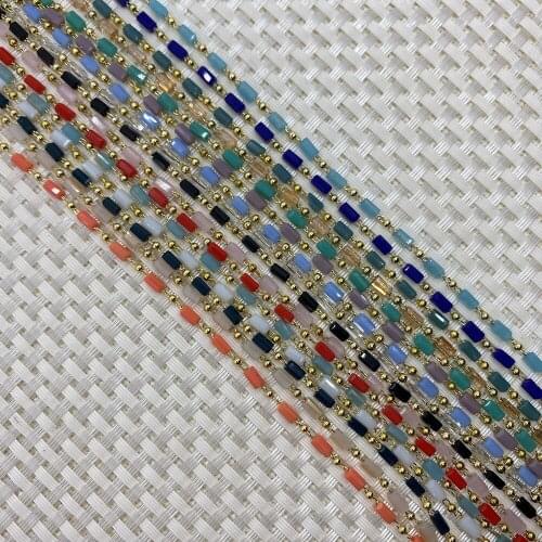 Wrap The Rosary Chain with Gold Thread Necklace Bracelet Anklet DIY Handmade Jewelry Making 1 Meter Colorful Crystal Bead Chain