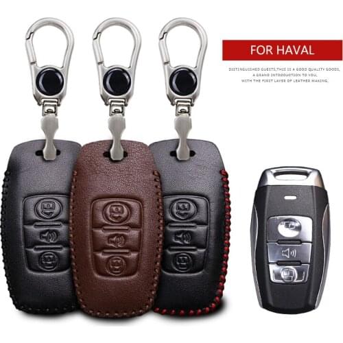 Genuine Leather Remote Smart Car Pendant Key Case Fob Cover For Haval H6 H5 H2 H8 H9 F7 F7X Keyring Chain Styling Accessories