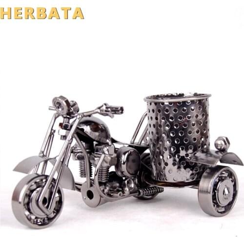 Pencil holder Iron motorcycle model metal crafts decorative furnishings desktop office accessories desk organizer Pen container