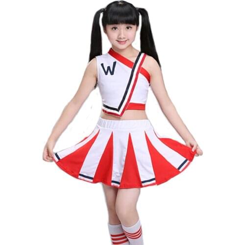 Children Competition Cheerleaders Suit Girl School Cheer Team Uniforms Kids Performance Costume Sets Girls Cheerleading Suits