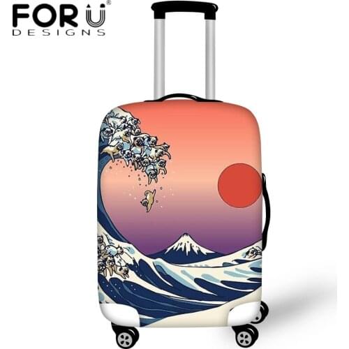FORUDESIGNS Art Sea Wave Design Travel Luggage Covers New Fashion Durable Suitcase Case 18-32 Inch Baggage Covers with Zipper