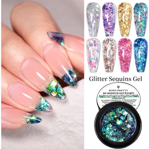 BORN PRETTY Gel Nail Polish Glitter Sequins Paint Hybrid Varnishe Dried Flower Soak Off Semi-permanent Shining Spider Nail Gel