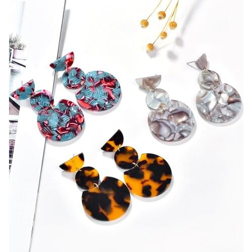 Geometric Acrylic Fashion Statement Drop Earrings For Women Vintage Resin Round Dangle Earring 2020 Wedding Jewelry Holiday Gift