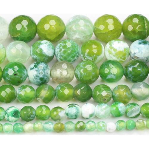 Faceted Green Crackle Agates 6-12mm Round Beads 14inch ,Wholesale For DIY Jewellery Free Shipping