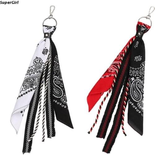 J78E Unisex Hip Hop Paisley Bandana Kerchief Wallet Chain Rock Punk Ribbon Biker Headscarf Metal Keychain Bags Pants Jewelry