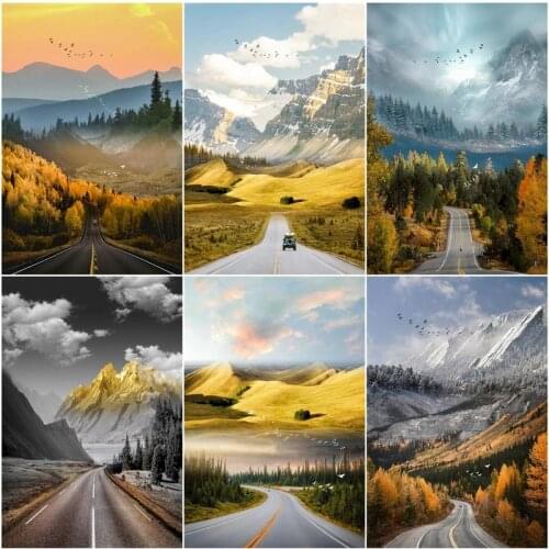 GATYZTORY 40x50cm DIY Oil Painting By Numbers Highway Scenery Paint Canvas Paint Art Pictures Home For Living Room
