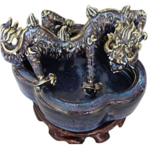 Chinese old porcelain writing-brush washer with Wolong blue Glaze Pen Wash