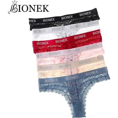 BIONEK 2pcs a Set Women Sexy Lingerie Lace Underwear Womens Lace Panties Breathable Medium Waist Cotton Fashion Lingerie