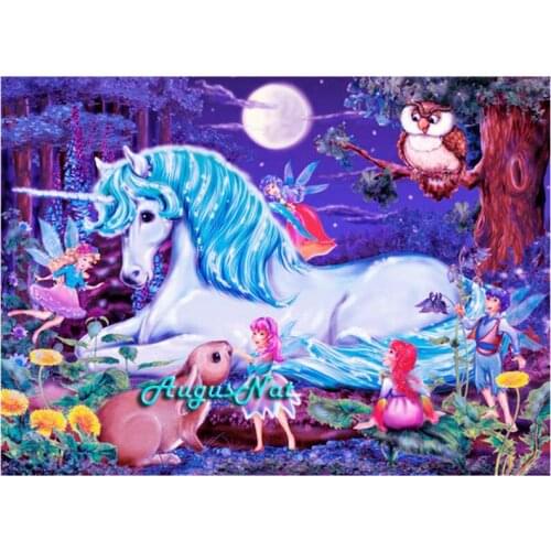 Cartoon diamond painting full square unicorn wall art scenery diamond dotz night moon diamond drawing sticker kids paint toys