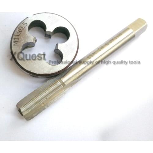2PCS HSS Metric Right hand tap and Round die set M11 11X1.5 Fine screw manual taps cutting dies M11X1.25 M11X1 M11X0.75 M11X0.5