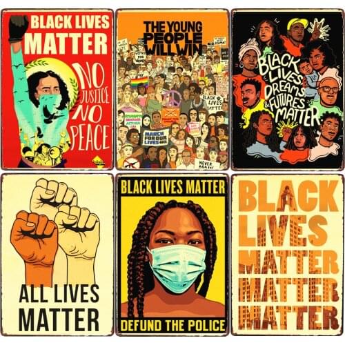 Black Lives Matter Retro Metal Poster Home Club Pub Wall Decoration No Justice No Peace Tin Sign Vintage Home Decor ZSS78
