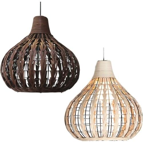 Japanese Style Bamboo and Metal Ceiling Pendant Lights Shade Restaurant Hanging Decor Lamp Shade Office Home Lampshade