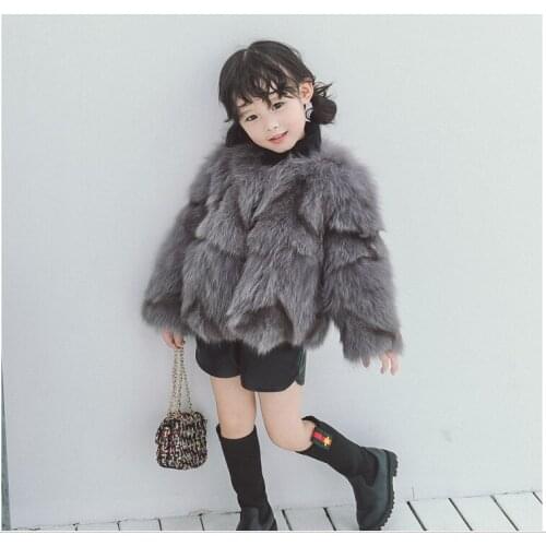 2020 NEW real genuine natural girls fox fur coat child fashion fur jacket kids warm winter outwear