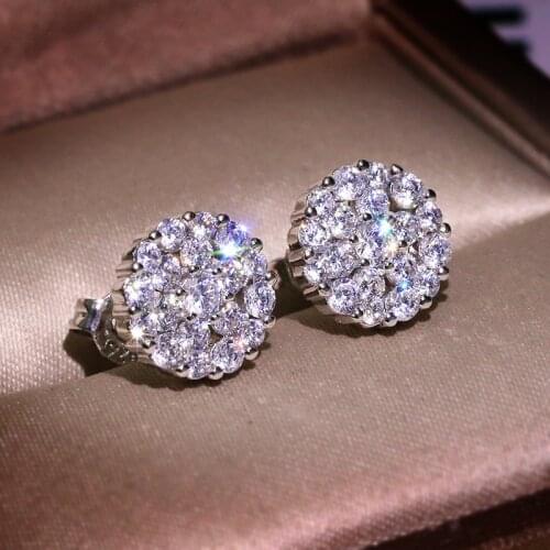 2021 New Full Diamond Zircon Earrings Fashion Simple Ladies Earrings Small Fresh Style Popular Jewelry Classic Wild Earrings