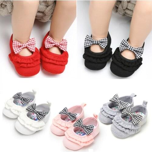 Cute Baby Shoes Infant Newborn Boys Girl Soft Sole Bowknot Ruffle Crib Shoes Baby Princess Shoes Solid Color Casual Shoes