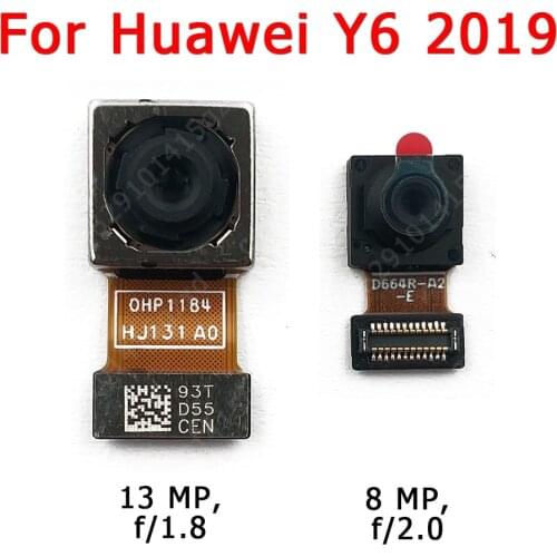 Original Front and Rear Back Camera For Huawei Y6 2019 Main Facing Camera Module Flex Cable Replacement Spare Parts