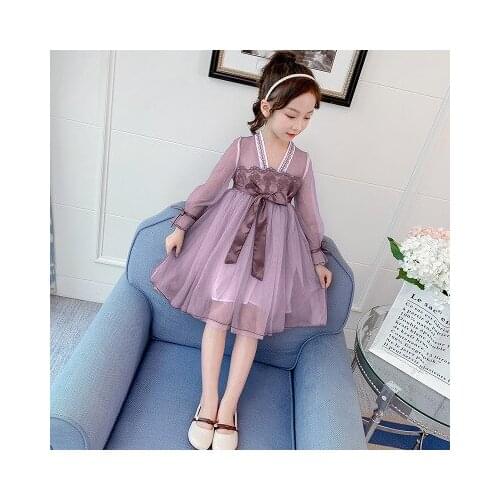 5-10 years old childrens clothing version of the summer new girls' baby dresses big childrens hanfu dresses