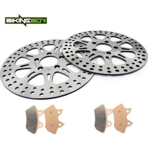 BIKINGBOY Front Brake Discs Rotors Disks Pads FLHR Road King FLHRCi FLTR Road Glide FLHTi Electra Glide Standard 00 01 02 03 04