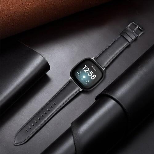 Genuine Leather strap for fitbit versa 3 band women men smart watchband for fitbit sense Replacement Bracelet versa3 straps
