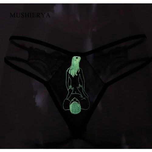Sexy Fluorescence Lace Embroidery G-string Sexy Open Thong Women Underwear Porn Seamless Panties for Sex Hot Erotic Lingerie