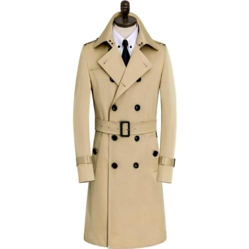 Mens trench coats new arrival khaki man double breasted men fashion overcoat long sleeve spring autumn big size S - 9XL m1240