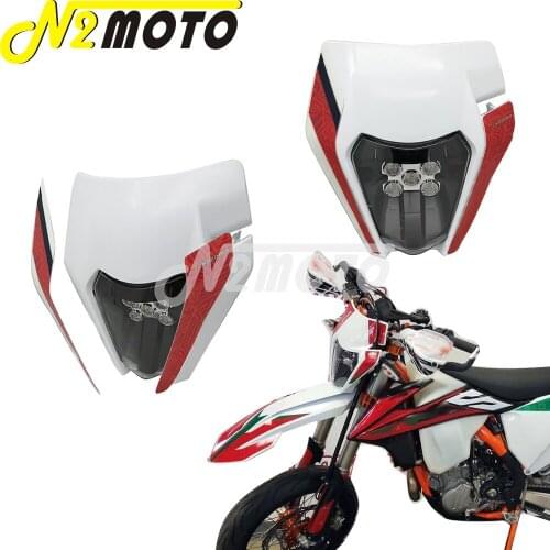 12V White Universal Dirt Bike MX Enduro Motocross LED Headlight E8 Head Lamp LED Light Kit for Kawasaki Yamaha YZF KXF