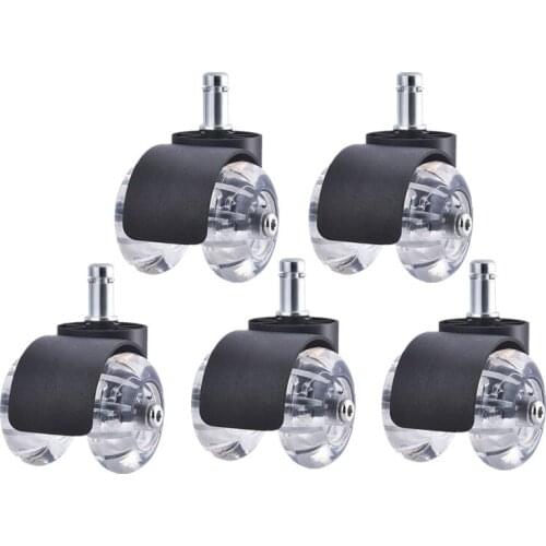 5 Pcs/Lot 2 Inch 11MM Universal Wheel Pu Clip Spring Black Transparent Brake Office Chair Movable Caster Pulley