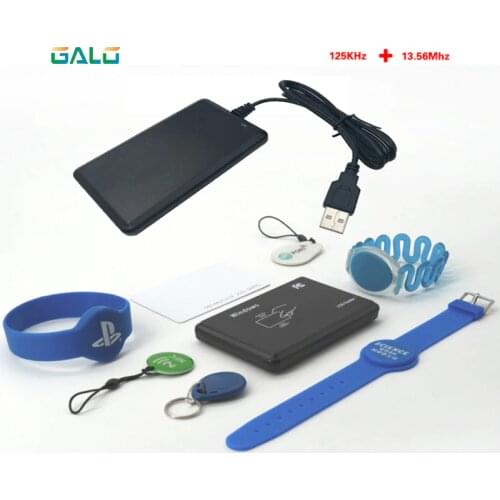Dual Frequency ID IC 125Khz 13.56Mhz USB RFID Card Reader Optional for Android Win Linux