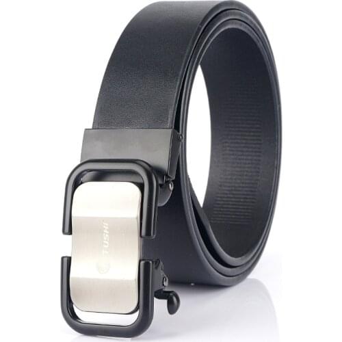 The first layer of pure cowhide mens belt leather automatic buckle belt mens youth business casual plus trouser belt
