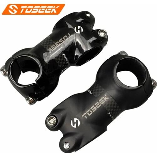 TOSEEK 3K Carbon + Aluminum Bike Stem Handlebar Diameter 25.4 mm Bicycle Stem Suitable For 1-1/8" 28.6mm Forks Matt Glossy