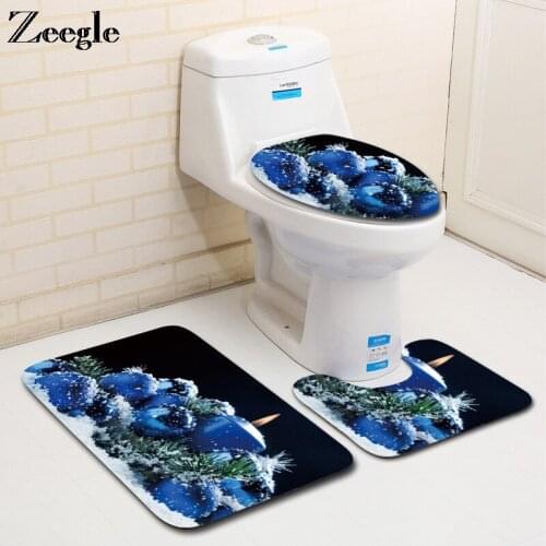Zeegle 3pcs Bathroom Carpet Set Anti Slip Bathroom Doormat Shower Mat Toilet Pedestal Rug Foot Mat Flannel Washable Toilet Set