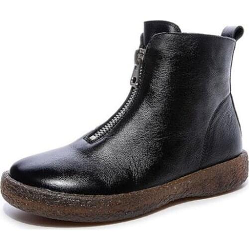 2021 New Light Comfortable Full Genuine Leather Autumn Boots Women Shoes Flat Boots Casual Fashion Ankle Boots Warm Winter Boots