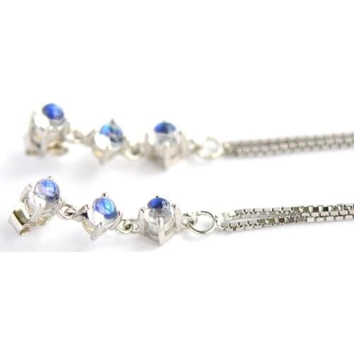 2018 Top Fashion Round Brinco Nepal Natural Moonstone Drop Earrings For Women,925 Sterling New Fashion Vintage Fine Jewelry