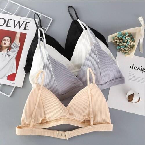 Womens Sexy Solid Color Seamless Soft Comfortable Bra French Style Sport Stretch Bras Sleepwear Triangle Cup Bralet Top