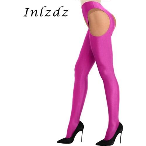 Womens Erotic Lingerie Pantyhose Hollow Out Open Crotch Sexy Long Stockings Stretchy Suspender Pantyhose Tights Bodystockings