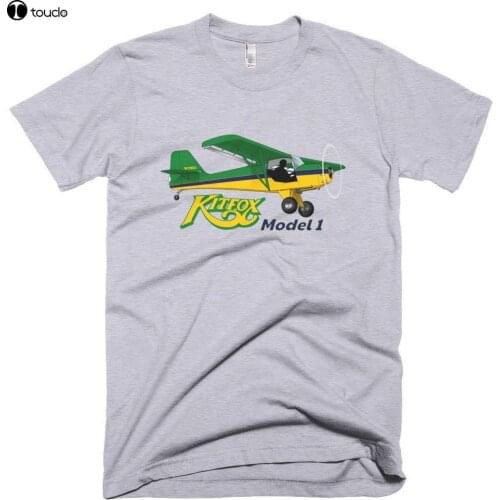 100% Cotton Print Mens Summer O-Neck Kitfox Model 1 (Green/Yellow) Airplane T-shirt - Personalized with N# Tee Shirt