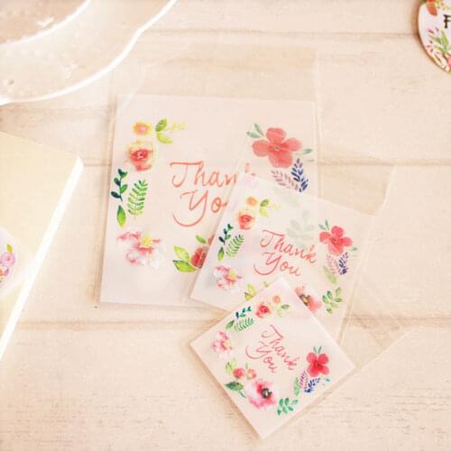 100Pcs Self Adhesive Biscuit Bags With Thank you Letter For Birthday Party Supplies Wedding decor Cookie Candy Bags Party Favors