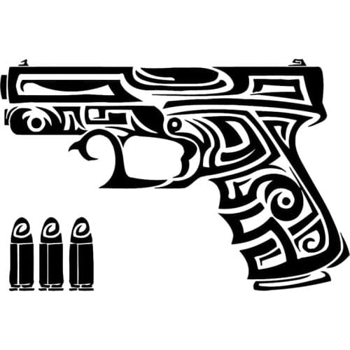15.9cm*10.6cm Gun Chucks Bullets Fashion Car-Styling Stickers Decals Black/Silver S3-6240