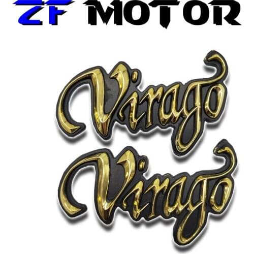 2PCS Gold 3D Motorcycle Emblem Badge Motorbike Gas Fuel Oil Tank Decals Stickers For Yamaha Virago XV700 XV535 XV400 XV250 XV125