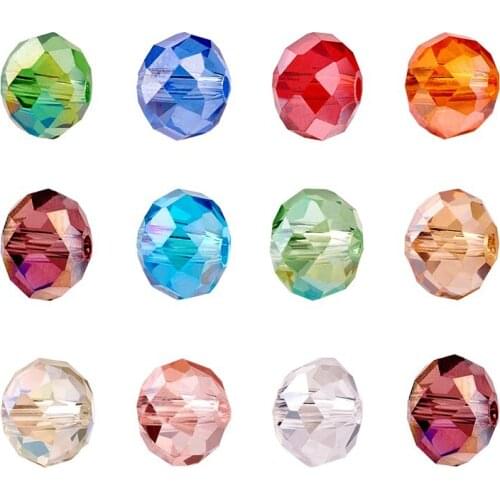 200pcs Glass Beads Electroplate Faceted Rondelle AB Color Plated Transparent Mixed Color for Jewelry Making DIY Bracelet