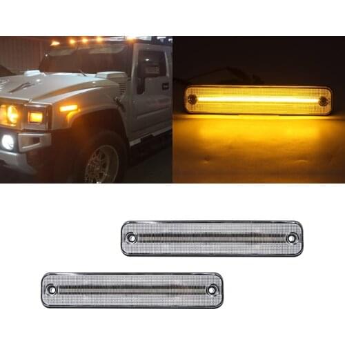2x Clear Lens Front Fender Amber Led Side Marker Lights For Hummer H2 2003-2009