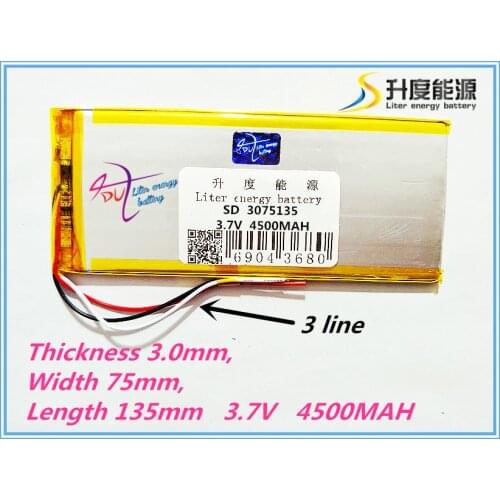 3 line 3.7 V 3075135 lithium polymer battery 4500 mah and 9 inches tablet batteries large volume thin 3075135