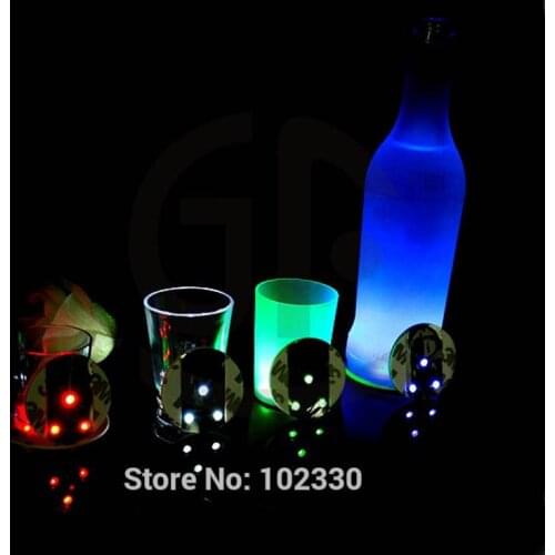 500pcs 45X3mm Round LED Bottle Sticker Flashing Three Red Lights Event Night Club Pub Table Decoration Party Supplies